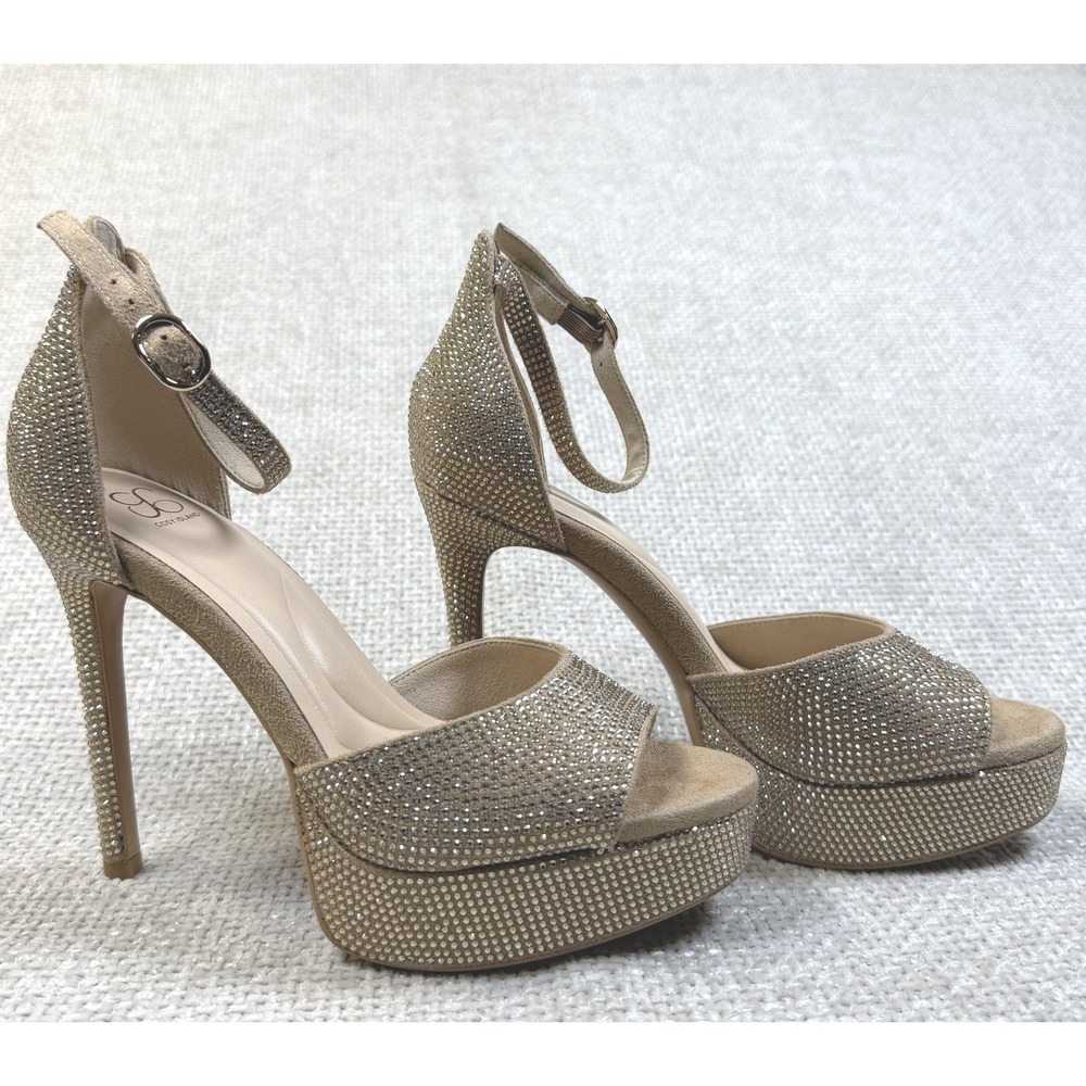 Cosy Island Rhinestone Platform Heels Ankle Strap Stilettos Women's 6.5 NWOB